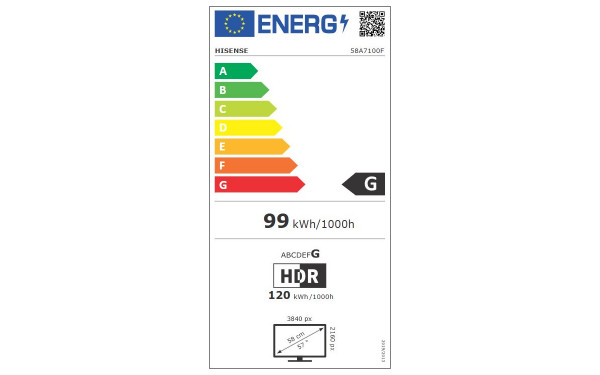 HISENSE 58A7100F - &Eacute;tiquette &eacute;nergie v2