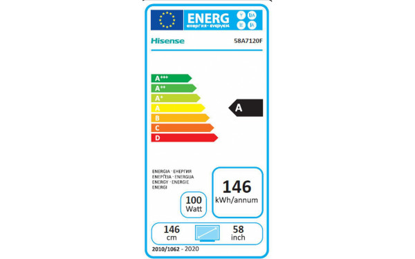 HISENSE 58A7120F - &Eacute;tiquette &eacute;nergie