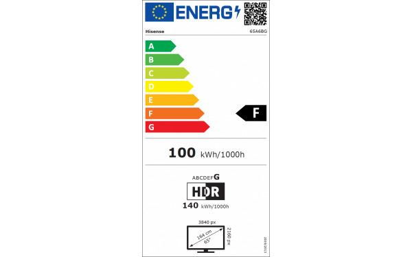 HISENSE 65A6BG - &Eacute;tiquette &eacute;nergie v2