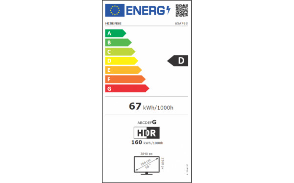 HISENSE 65A79S - &Eacute;tiquette &eacute;nergie v2
