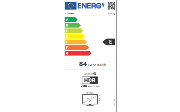 HISENSE 65A7Q - &Eacute;tiquette &eacute;nergie v2
