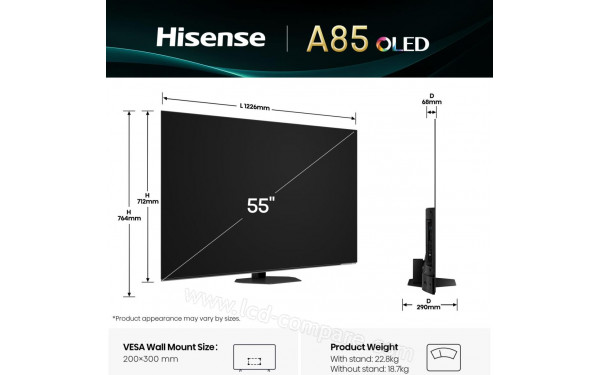 HISENSE 65A85Q - Vue 3/4 gauche