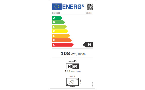HISENSE 65A86Q - &Eacute;tiquette &eacute;nergie v2