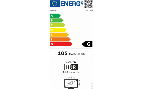HISENSE 65E77KQ - &Eacute;tiquette &eacute;nergie v2