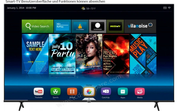 HISENSE 65E78HQ - Vue de face interface Hisense Vidaa