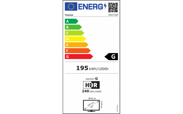 HISENSE 65U72QF - &Eacute;tiquette &eacute;nergie v2
