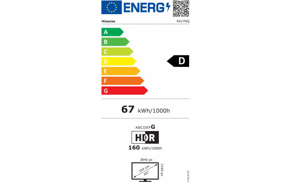 HISENSE 65U7NQ - &Eacute;tiquette &eacute;nergie v2