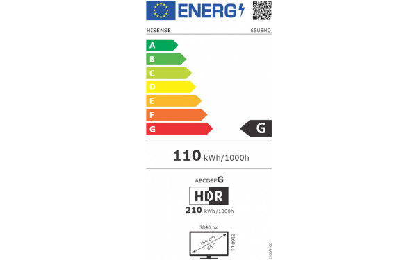 HISENSE 65U8HQ - &Eacute;tiquette &eacute;nergie v2