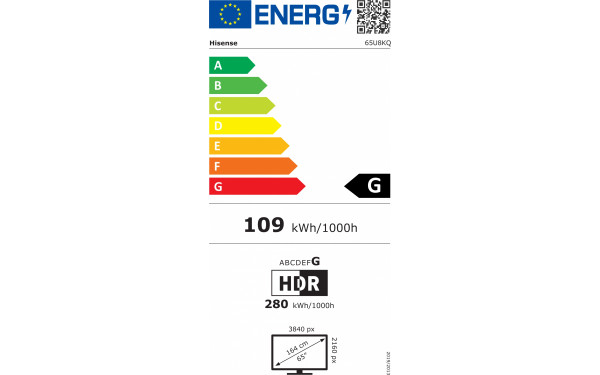 HISENSE 65U8KQ - &Eacute;tiquette &eacute;nergie v2