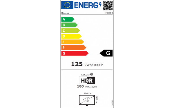 HISENSE 70A6GG - &Eacute;tiquette &eacute;nergie v2