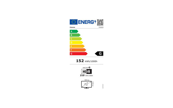 HISENSE 75A6GG - &Eacute;tiquette &eacute;nergie v2