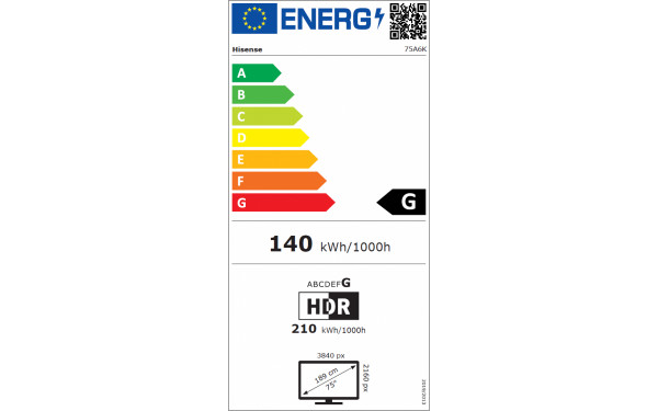 HISENSE 75A6K - &Eacute;tiquette &eacute;nergie v2
