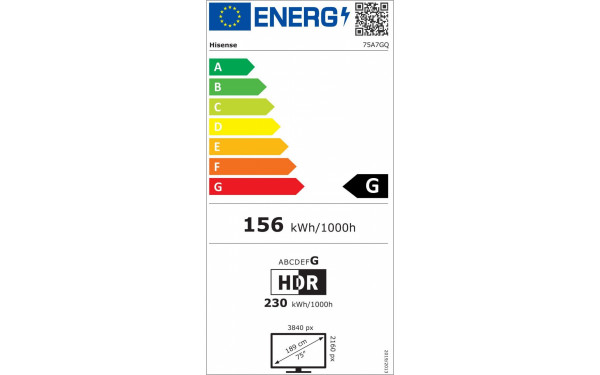 HISENSE 75A7GQ - &Eacute;tiquette &eacute;nergie v2