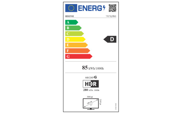 HISENSE 75U7Q PRO - &Eacute;tiquette &eacute;nergie v2