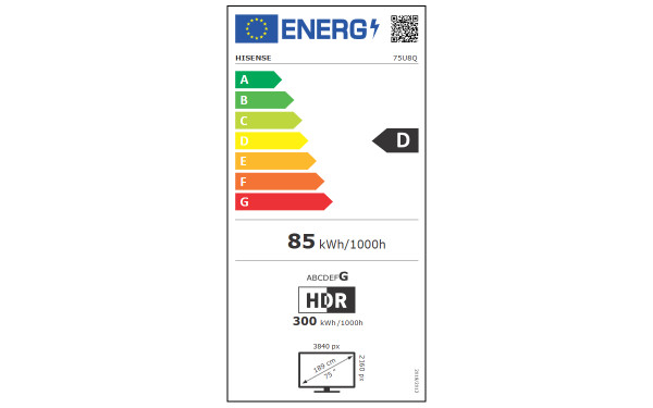 HISENSE 75U8Q - &Eacute;tiquette &eacute;nergie v2