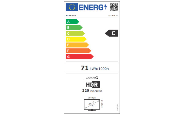 HISENSE 75UR9DS - &Eacute;tiquette &eacute;nergie v2