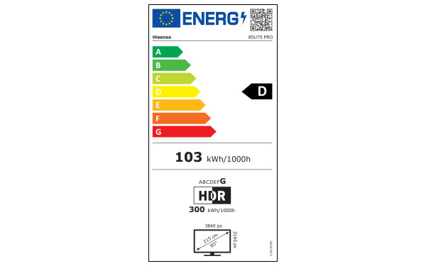 HISENSE 85U7S Pro - &Eacute;tiquette &eacute;nergie v2