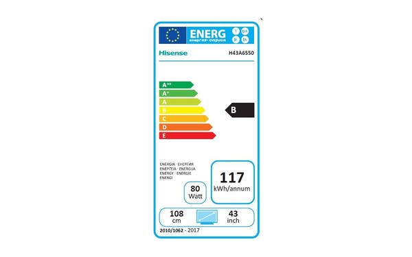 HISENSE H43A6550 - &Eacute;tiquette &eacute;nergie