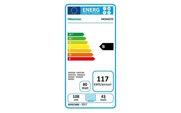 HISENSE H43A6570 - &Eacute;tiquette &eacute;nergie