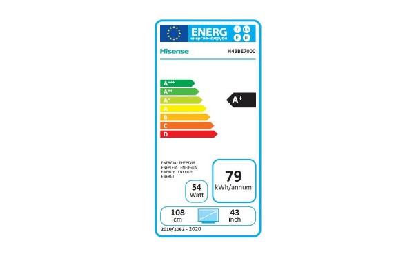 HISENSE H43BE7000 - &Eacute;tiquette &eacute;nergie
