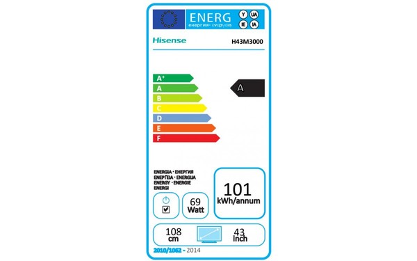 HISENSE H43M3000 - &Eacute;tiquette &eacute;nergie