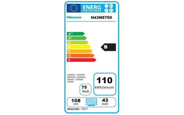 HISENSE H43N5700 - &Eacute;tiquette &eacute;nergie