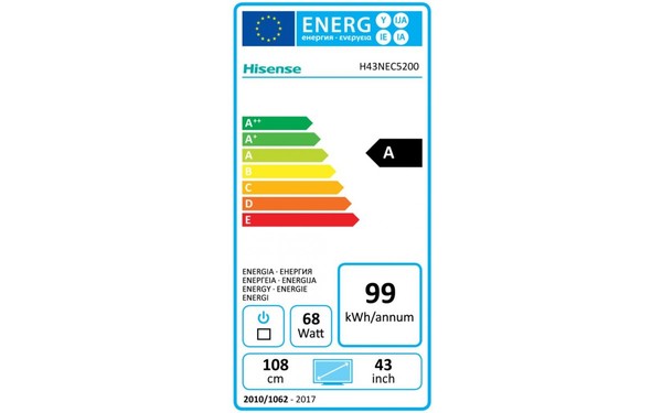 HISENSE H43NEC5200 - &Eacute;tiquette &eacute;nergie