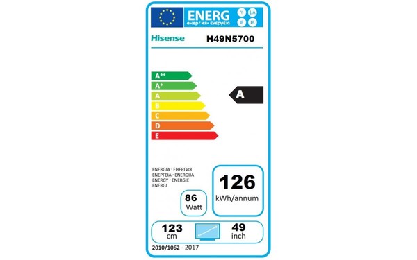 HISENSE H49N5700 - &Eacute;tiquette &eacute;nergie