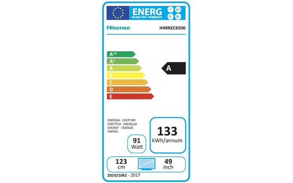 HISENSE H49NEC6500 - &Eacute;tiquette &eacute;nergie
