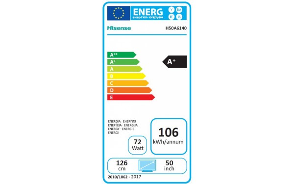 HISENSE H50A6140 - &Eacute;tiquette &eacute;nergie