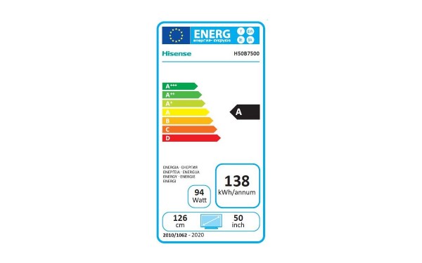 HISENSE H50B7520 - &Eacute;tiquette &eacute;nergie