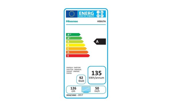 HISENSE H50U7A - &Eacute;tiquette &eacute;nergie