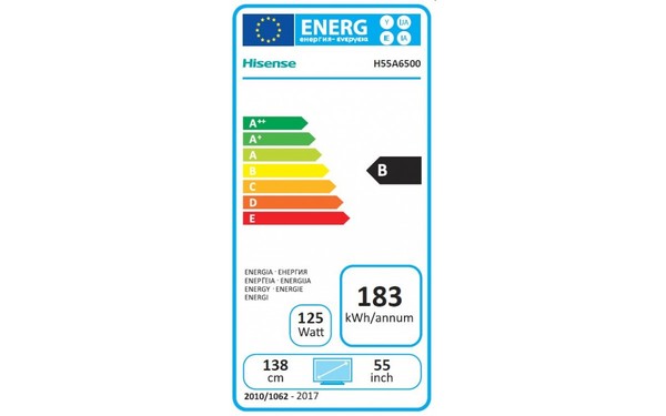 HISENSE H55A6500 - &Eacute;tiquette &eacute;nergie