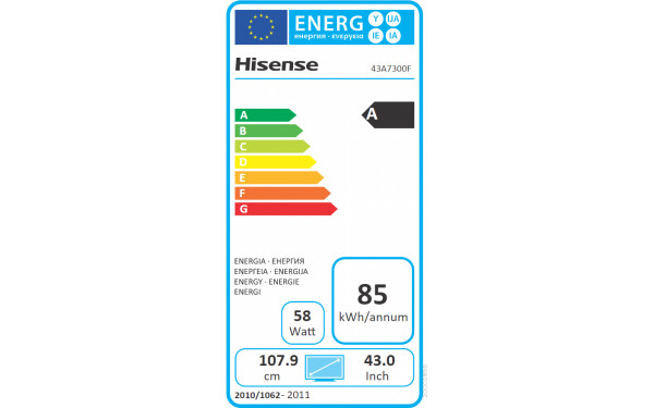 HISENSE 55A7300F - &Eacute;tiquette &eacute;nergie
