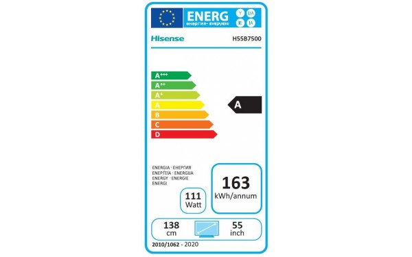 HISENSE H55B7500 - &Eacute;tiquette &eacute;nergie