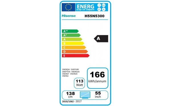 HISENSE H55N5300 - &Eacute;tiquette &eacute;nergie