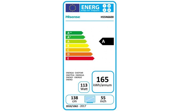 HISENSE H55N6600 - &Eacute;tiquette &eacute;nergie