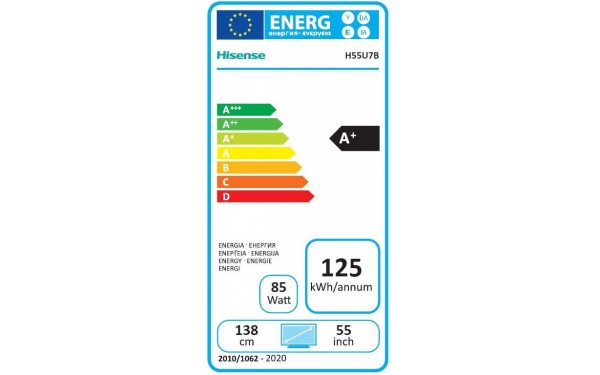 HISENSE H55U7BS - &Eacute;tiquette &eacute;nergie