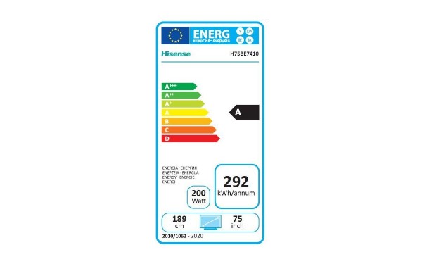 HISENSE H75BE7410 - &Eacute;tiquette &eacute;nergie