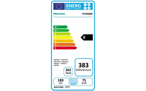 HISENSE H75N6800 - &Eacute;tiquette &eacute;nergie