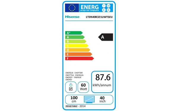 HISENSE LTDN40K321UWTSEU - &Eacute;tiquette &eacute;nergie