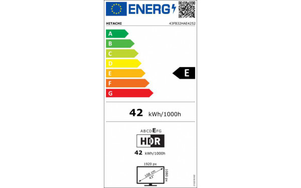 HITACHI 43FB32HAE4252 - &Eacute;tiquette &eacute;nergie v2