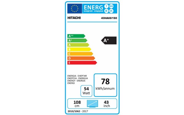 HITACHI 43HAK6150 - &Eacute;tiquette &eacute;nergie