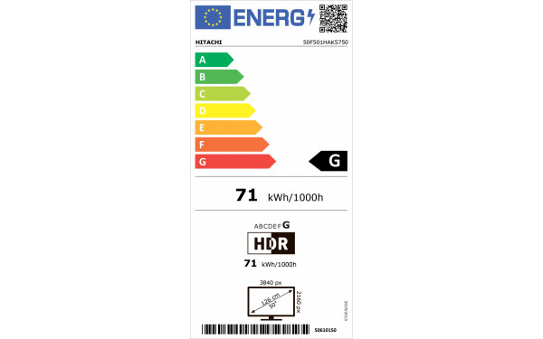 HITACHI 50F501HAK5750 - &Eacute;tiquette &eacute;nergie v2