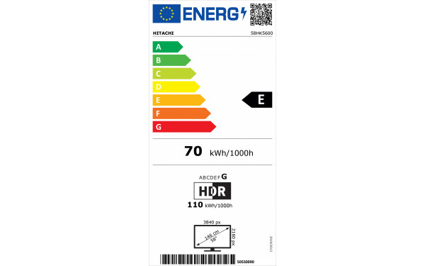 HITACHI 58HK5600 - &Eacute;tiquette &eacute;nergie v2