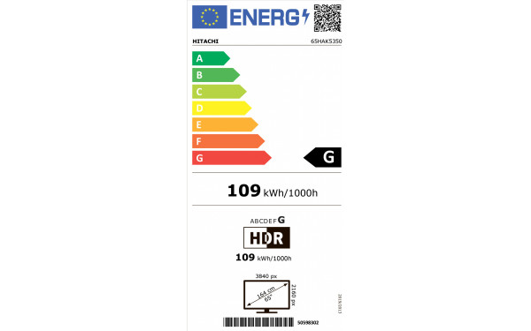 HITACHI 65HAK5350 - &Eacute;tiquette &eacute;nergie v2