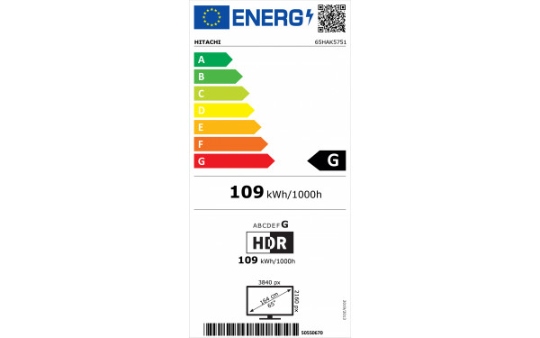 HITACHI 65HAK5751 - &Eacute;tiquette &eacute;nergie v2