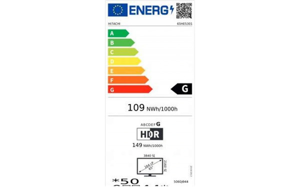 HITACHI 65HE5301 - &Eacute;tiquette &eacute;nergie v2