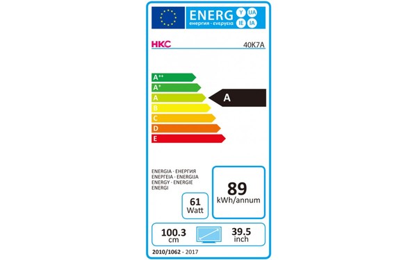 HKC 40K7A-A2EU - &Eacute;tiquette &eacute;nergie