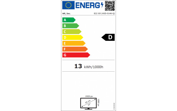 HEWLETT PACKARD HP E22 G5 - &Eacute;tiquette &eacute;nergie v2